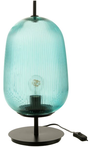 Modrá skleněná stolní lampa J-line Palme