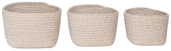 Nordic Living Set tří béžových bavlněných košů Candimala