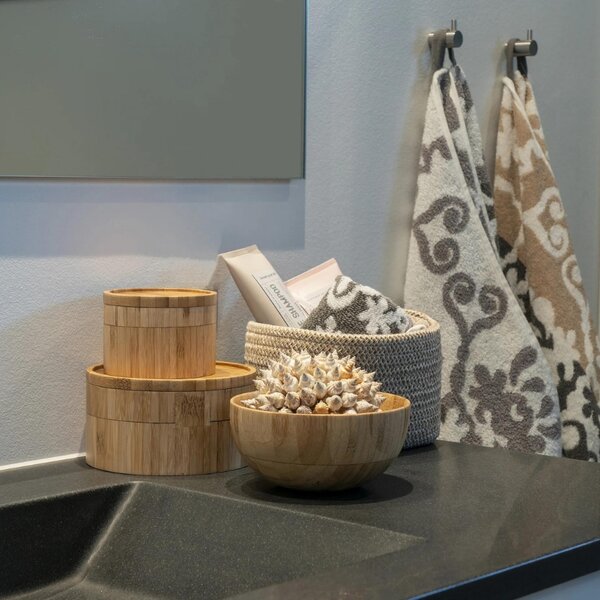 Nordic Living Set tří béžových bavlněných košů Candimala