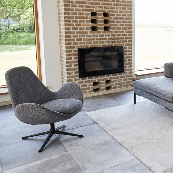 Šedé čalouněné lounge křeslo FLEXLUX GHOST LOW