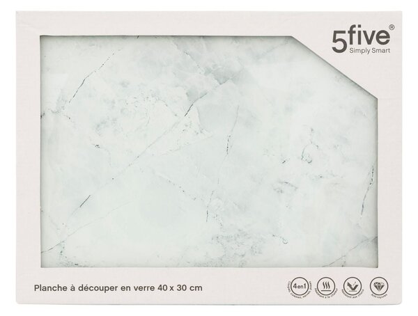 Prkénko na krájení Glass Marble, bílá, 40x30 cm