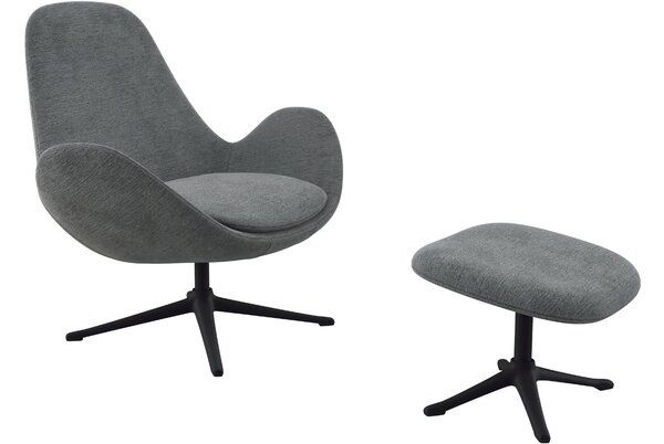 Šedé čalouněné lounge křeslo FLEXLUX GHOST LOW