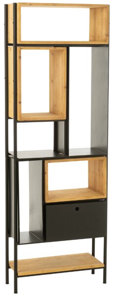 -25 % Dny MOMENTI– Černý kovový regál J-line Tobleu 185 x 65 cm