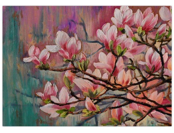Obraz - Olejomalba, Rozkvetlá sakura (70x50 cm)