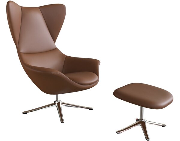 -25 % Dny MOMENTI– Koňakově hnědé kožené lounge křeslo FLEXLUX STILO II