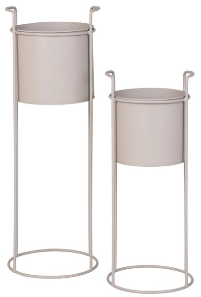 Nordic Living Set dvou béžových kovových květináčů Rabano 18/21,5 cm