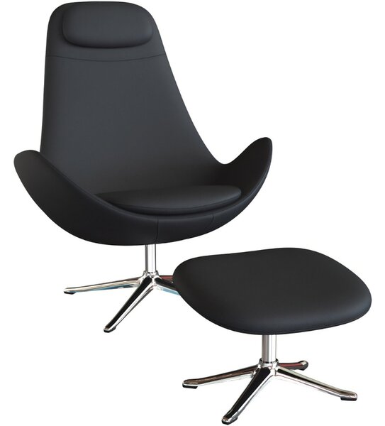 -25 % Dny MOMENTI– Černé kožené lounge křeslo FLEXLUX GHOST HIGH