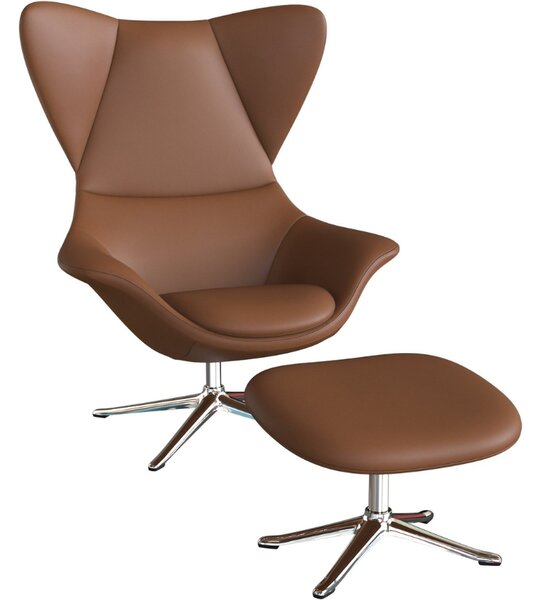-25 % Dny MOMENTI– Koňakově hnědé kožené lounge křeslo FLEXLUX STILO II