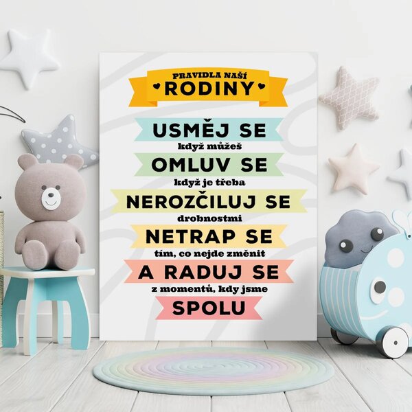 Sablio Dárková cedulka Pravidla naší rodiny: 30x40 cm