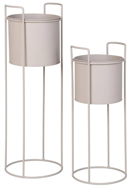 Nordic Living Set dvou béžových kovových květináčů Rabano 18/21,5 cm
