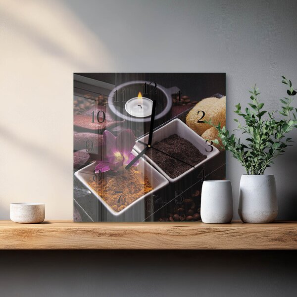 Skleněné hodiny na stěnu Orchidej zskc-30x30-00176911