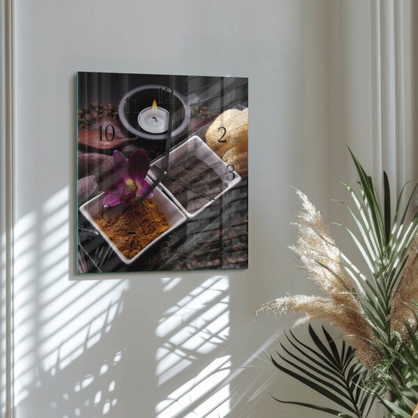 Skleněné hodiny na stěnu Orchidej zskc-30x30-00176911