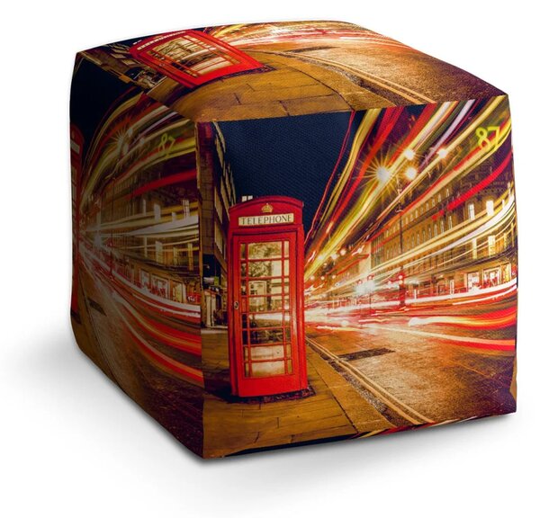 Sablio Taburet Cube Noční Londýn - 40x40x40 cm