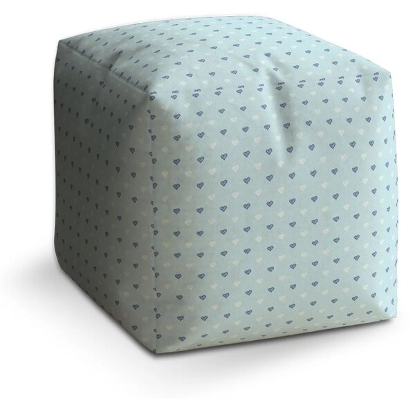 Sablio Taburet Cube Srdce na modré - 40x40x40 cm