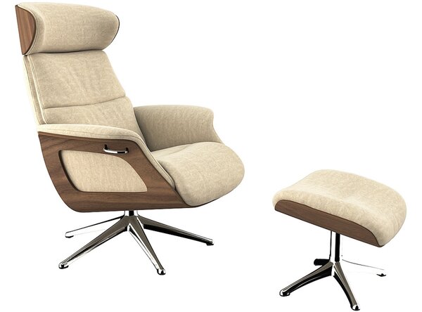 -25 % Dny MOMENTI– Béžové sametové lounge křeslo FLEXLUX CLEMENT MEDIUM