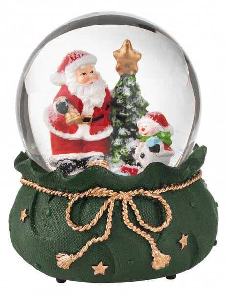 Vánoční hrací sněžítka Santa Claus se sněhulákem VÁNOCE BRANDANI (barva - zelená)