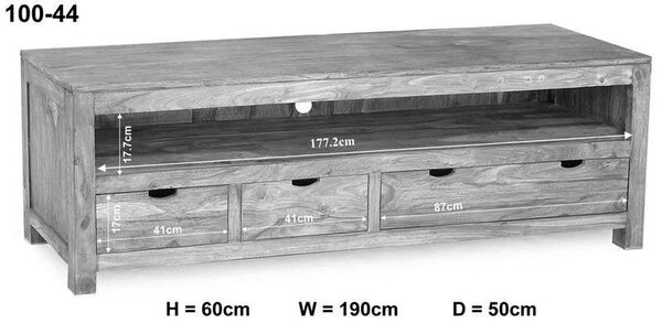 GREY WOOD TV stolek 190x60 cm, masivní indický palisandr