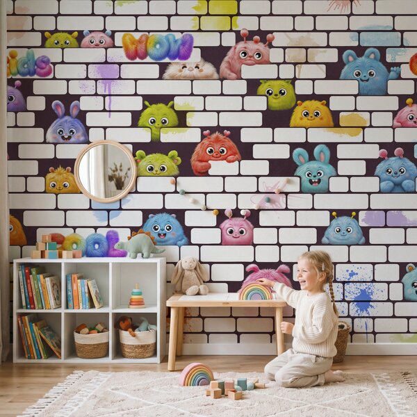 Fototapeta Zeď s kreslenými postavičkami, Dětské fototapety, Populární fototapety, t00889 - Tapeko.co.cz
