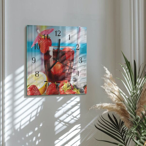 Skleněné hodiny na stěnu Pití zskc-30x30-00179978