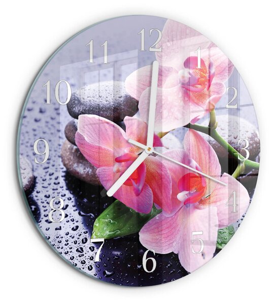 Skleněné hodiny na stěnu Orchidej zsob-fi30-00086589