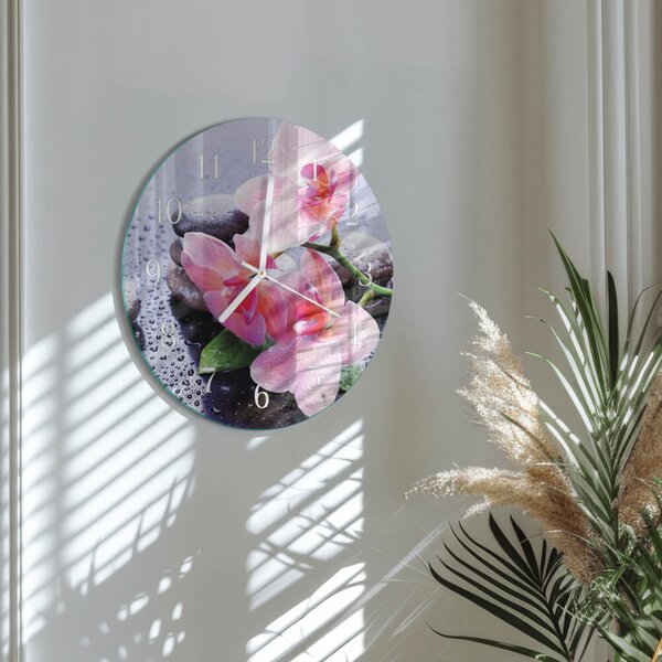 Skleněné hodiny na stěnu Orchidej zsob-fi30-00086589