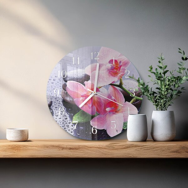 Skleněné hodiny na stěnu Orchidej zsob-fi30-00086589
