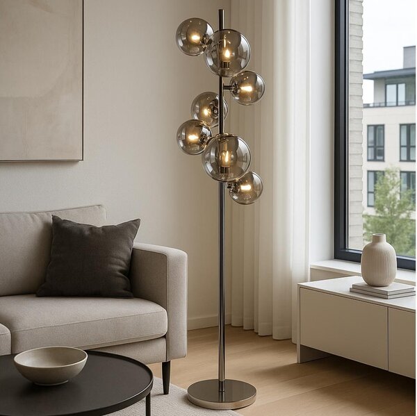 Brilagi - LED Stojací lampa MILLA 7xG9/3W/230V černý chrom/kouřová