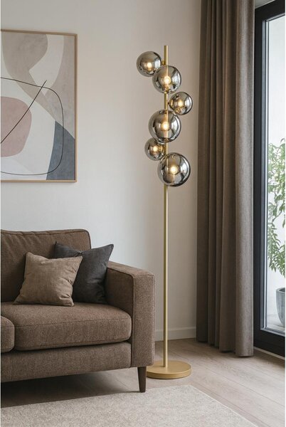 Brilagi - LED Stojací lampa MILLA 7xG9/3W/230V zlatá/kouřová
