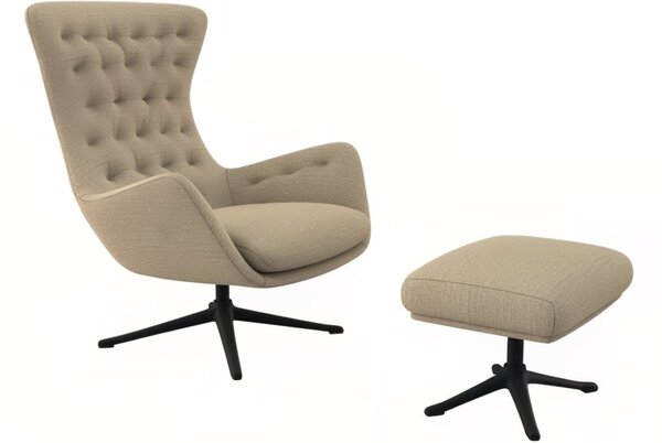 Béžové čalouněné otočné lounge křeslo FLEXLUX SINI