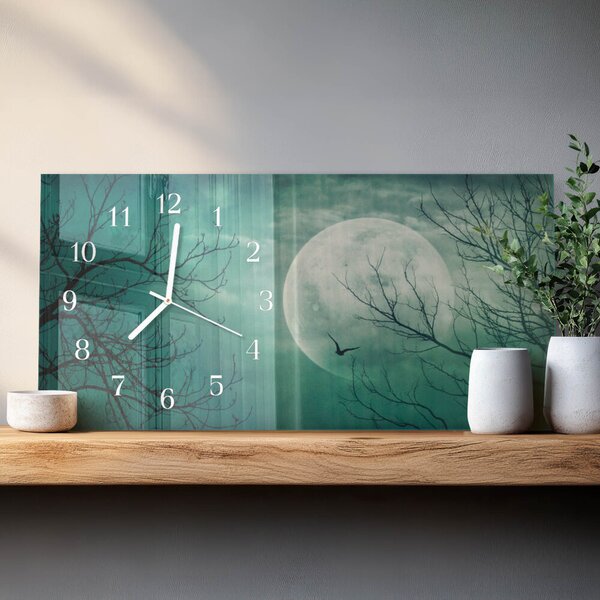 Skleněné hodiny horizontální Měsíc zsppb-60x30-00295271