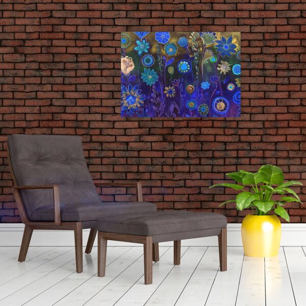 Obraz tmavěmodrých květů (70x50 cm)