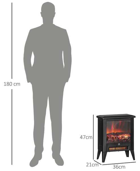 Elektrický krb HOMCOM 1800 W s topením a efektem plamenů LED