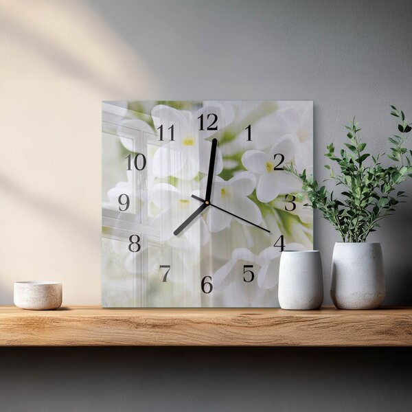 Skleněné hodiny na stěnu Květiny zskc-30x30-00177648