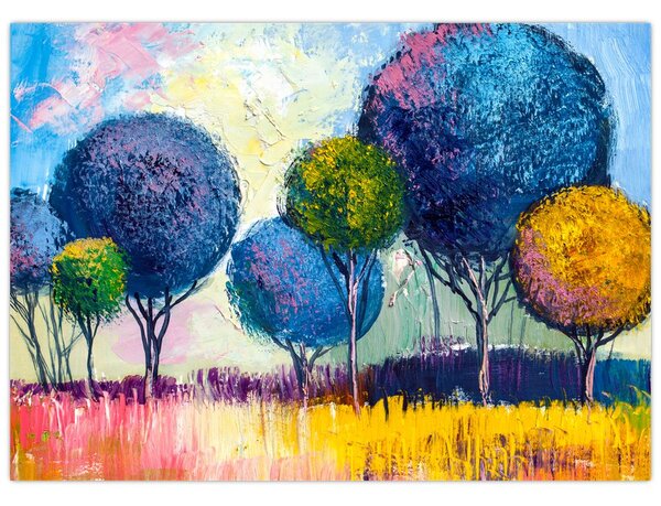 Obraz kopulovitých stromů, olejomalba (70x50 cm)