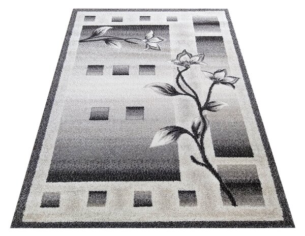 Makro Abra Kusový koberec moderní OTTO 02 Květy šedý Rozměr: 80x150 cm