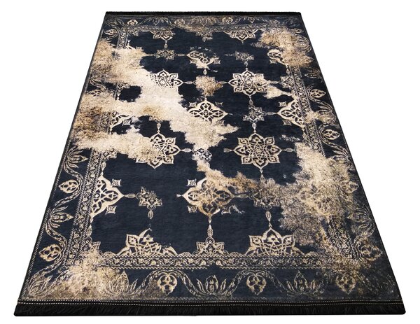 Makro Abra Moderní kusový koberec BLACK and GOLD 07 Klasický protiskluzový černý zlatý Rozměr: 160x220 cm