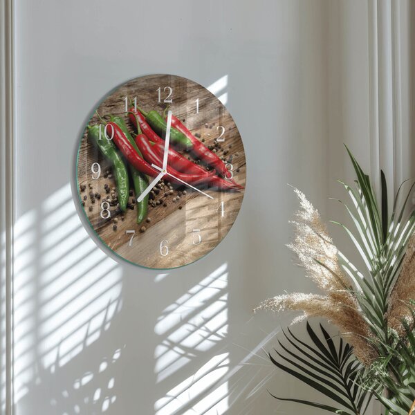 Skleněné hodiny na stěnu Chilli papričky zsob-fi30-00087434