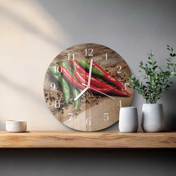 Skleněné hodiny na stěnu Chilli papričky zsob-fi30-00087434