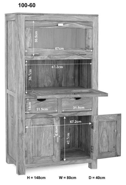 GREY WOOD Skříň 148x80 cm, masivní indický palisandr