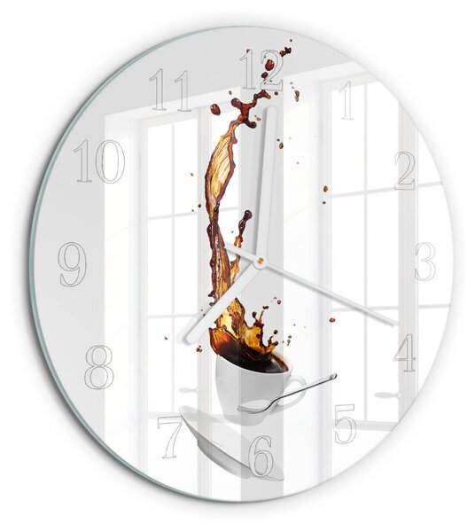 Skleněné hodiny na stěnu Káva zsob-fi30-00058712