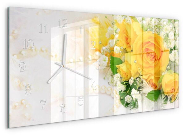 Skleněné hodiny horizontální Květiny zsppb-60x30-00295226
