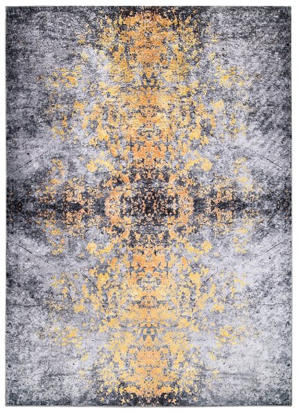 Makro Abra Kusový koberec pratelný VICTORIA 21061 pogumovaný šedý žlutý Rozměr: 140x200 cm