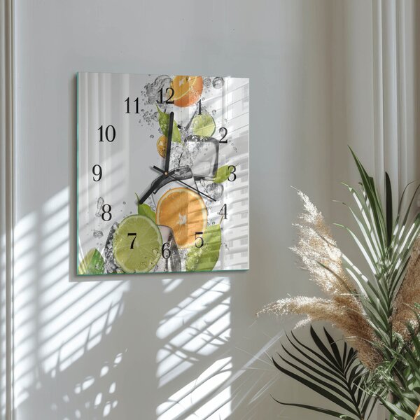 Skleněné hodiny na stěnu Citrusové plody zskc-30x30-00176879