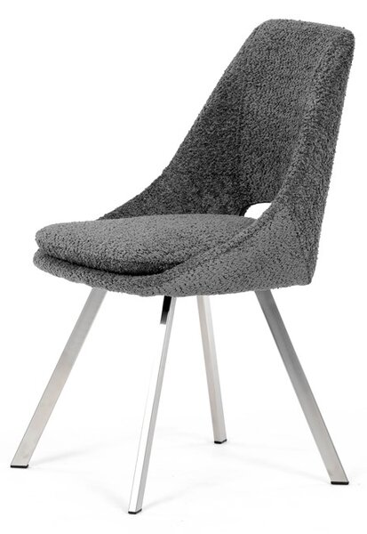 Elegantní šedá jídelní židle RINA s broušenými kovovými nohami (vzorek z prodejny)