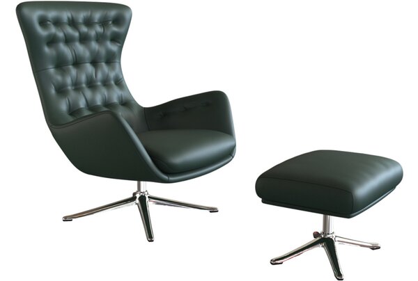 -25 % Dny MOMENTI– Tmavě zelené kožené lounge křeslo FLEXLUX SINI