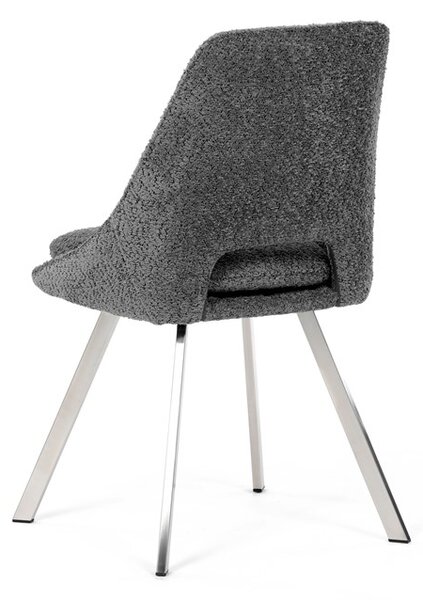 Elegantní šedá jídelní židle RINA s broušenými kovovými nohami (vzorek z prodejny)