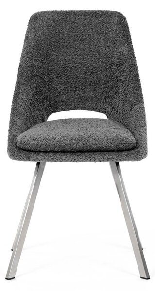 Elegantní šedá jídelní židle RINA s broušenými kovovými nohami (vzorek z prodejny)