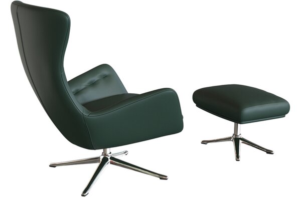 -25 % Dny MOMENTI– Tmavě zelené kožené lounge křeslo FLEXLUX SINI