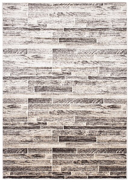 Makro Abra Kusový koberec PETRA 3040 1 244 Desky Dřevo Moderní šedý béžový hnědý Rozměr: 120x170 cm