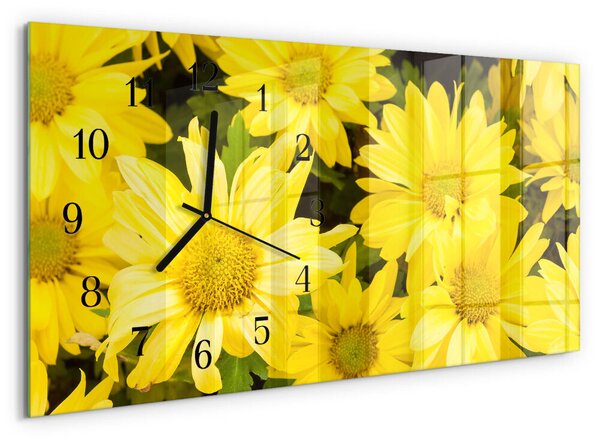 Skleněné hodiny horizontální Žluté květy zsppc-60x30-00295345